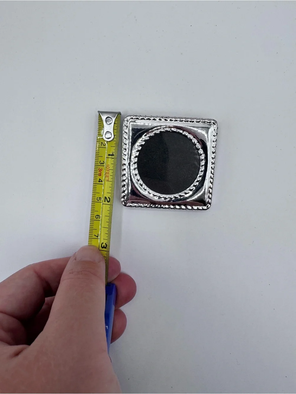 Mini Square Metal Picture Frame Silver Tone w/ Black Back, Easel 2”x2”